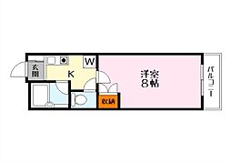 プロスパ2 3階1Kの間取り