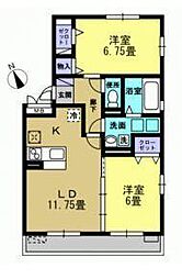 リードオッツ1 2階2LDKの間取り