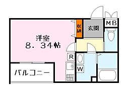 ビエノス野村 3階ワンルームの間取り
