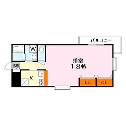 メゾン寿 2階1Kの間取り