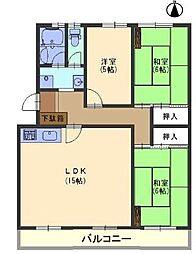 膳所ハイツ8号棟 3階3LDKの間取り
