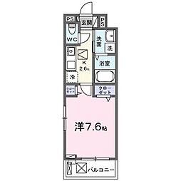 ウエストコミタリア3 3階1Kの間取り
