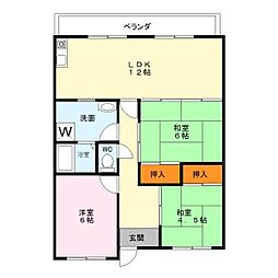 ヴィラ村崎 3LDKの間取図画像