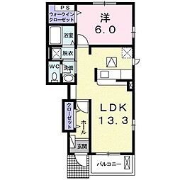 ルガル・ボニート2 1LDKの間取図画像