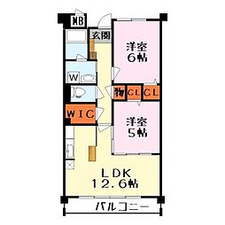 チャム 2LDKの間取図画像