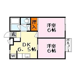 ラネージュ 2DKの間取図画像
