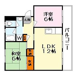 ハイツカームネス 2LDKの間取図画像