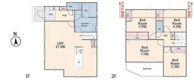 広々な4LDK!ファミリーにピッタリな間取り。