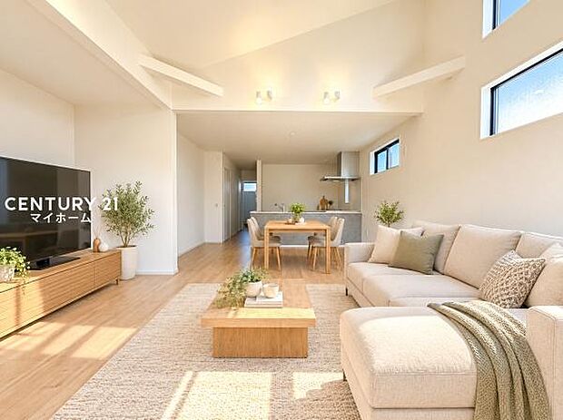 家族の笑顔が自然と集まる、温かみのある憩いの空間♪(家具などはCG加工です。実際には設置していません)
