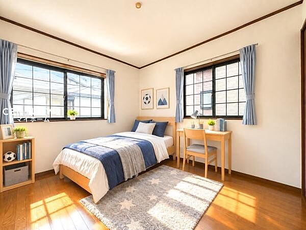 明るい光が差し込む洋室。お子様のお部屋にぴったりです♪（家具などはCG加工です。実際には設置していません）