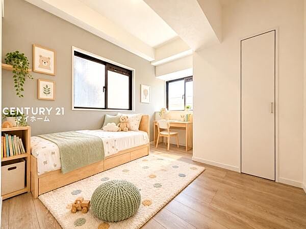 明るい光が差し込む洋室。お子様のお部屋にぴったりです♪（家具などはCG加工です。実際には設置していません）