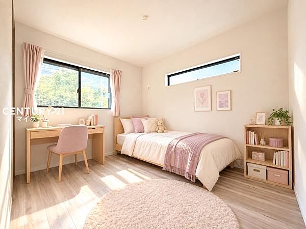 明るい光が差し込む洋室。お子様のお部屋にぴったりです♪（家具などはCG加工です。実際には設置していません）
