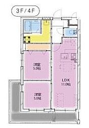 （仮）潮見町マンション 305 3階2LDKの間取り
