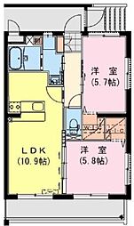Revel Ocean 205 2階2LDKの間取り