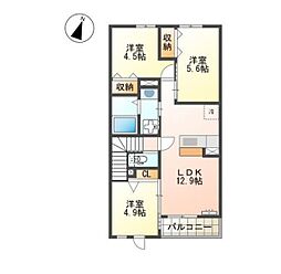 サウスフォレスター 2階3LDKの間取り