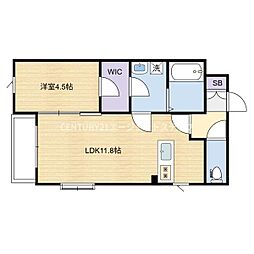 Growth Aoba 2階1LDKの間取り