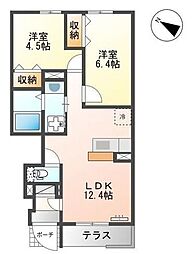 サンタプレイス　7 1階2LDKの間取り