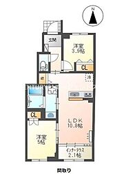 Laugh Tale 1階2LDKの間取り