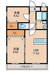 NEIGHBORS 2階2LDKの間取り