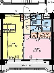 アンジェリーク 1階1LDKの間取り