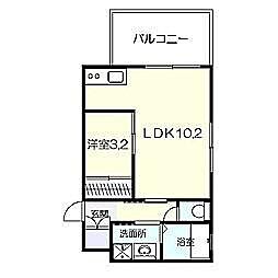 アルテマイスター谷川 2階1LDKの間取り
