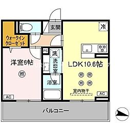 D-resena大橋1 3階1LDKの間取り