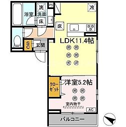 D-resena大橋2 1階1LDKの間取り
