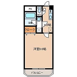 橘通東ビル 6階1Kの間取り