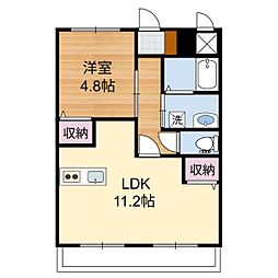 セレーノ花ヶ島 1LDKの間取図画像
