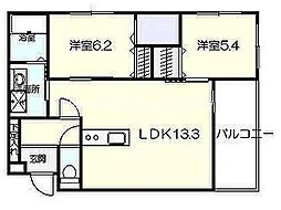 アルテマイスター和知川原 2LDKの間取図画像