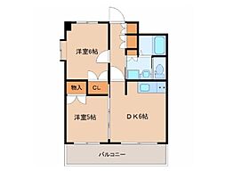 ヴィラK's 2DKの間取図画像