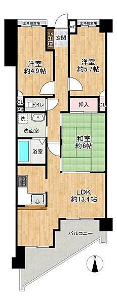 南向きバルコニーにて陽当り良好♪