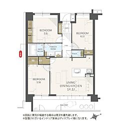 サーパス東新町 3LDKの間取図画像