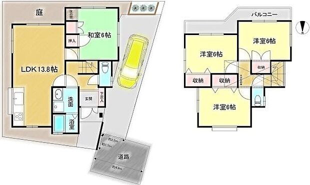 ■家族にうれしい4LDKの間取りです♪1階の和室は家族のくつろぎスペース◎各お部屋に収納もあり便利です！