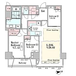 パークコート神宮北参道ザ・タワー 20階3LDKの間取り