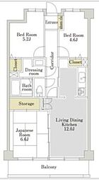 アーバンパーク常盤台公園D棟 2SLDKの間取図画像