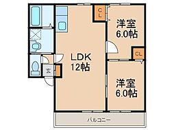シンフォニー 2LDKの間取図画像
