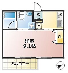 江戸川区東葛西8丁目アパート 1Kの間取図画像