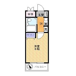 クレッセント川崎 1Kの間取図画像