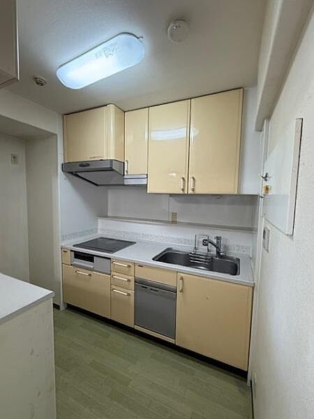 シンプルで使い勝手の良いキッチンです。収納スペースも充実しており整理がしやすい仕様です。IHクッキングヒーターやシンクがまとめられており効率的な作業が可能です。清潔感のある色合いが印象的です。