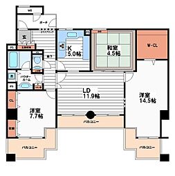 エクスコート高津 5階3LDKの間取り