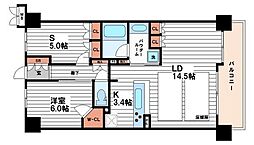 ザ・大阪レジデンス備後町 14階2LDKの間取り