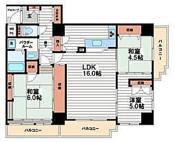 グラン・ドムール南大江パークタワー 3LDKの間取図画像