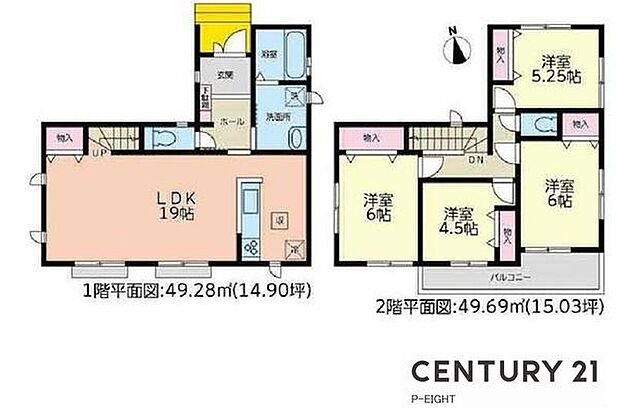 LDK19帖！全居室に収納スペース付きの間取り！