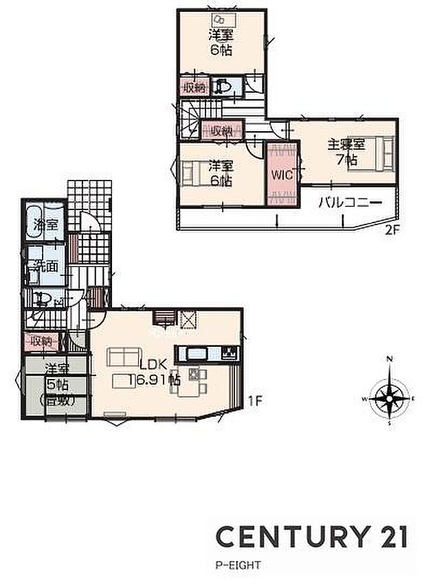 LDK16.91帖！ウォークインクローゼット付きの収納豊富な間取り！
