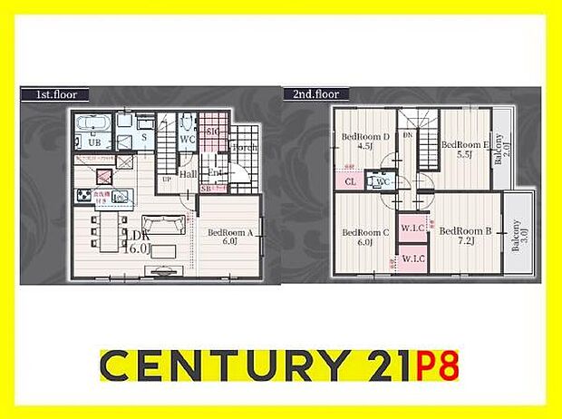 5LDK!ウォークインクローゼット付きの収納豊富な間取り!