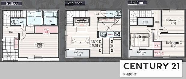 LDK15.5帖!ウォークインクローゼット付きの間取り!
