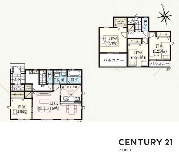 4LDK!ウォークインクローゼット、シューズクローク付きの収納豊富な間取り!