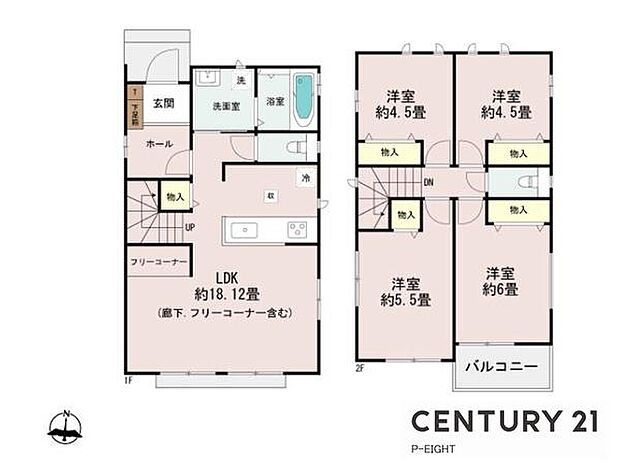 LDK18帖のお部屋で広々リビング！！全居室収納ありの収納豊富な間取り！