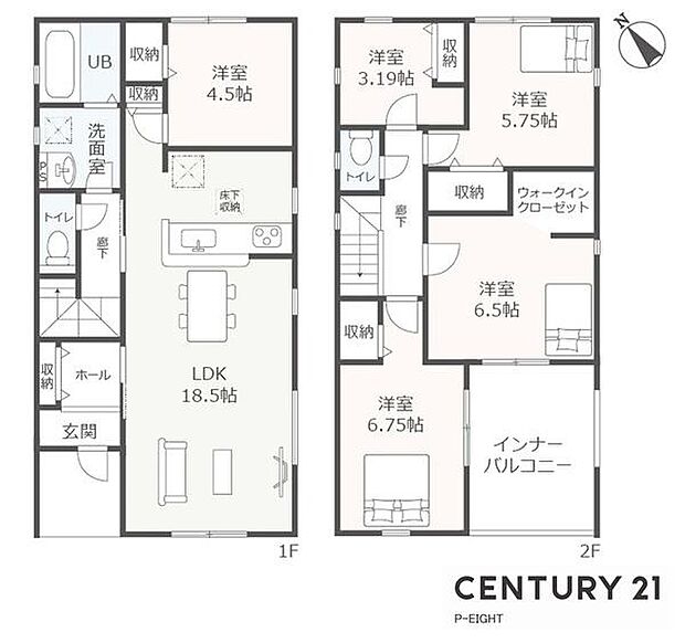 広々LDK18.5帖!!パントリー、ウォークインクローゼットありの収納豊富な間取り!